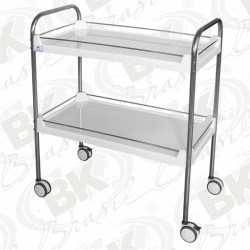 CARRO 02 PRATELEIRAS 430X800MM EM FIBERGLASS ESTRUTURA E VARANDAS EM AÇO INOXIDÁVEL