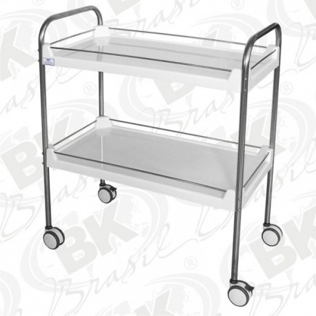 CARRO 02 PRATELEIRAS 430X800MM EM FIBERGLASS ESTRUTURA E VARANDAS EM AÇO INOXIDÁVEL